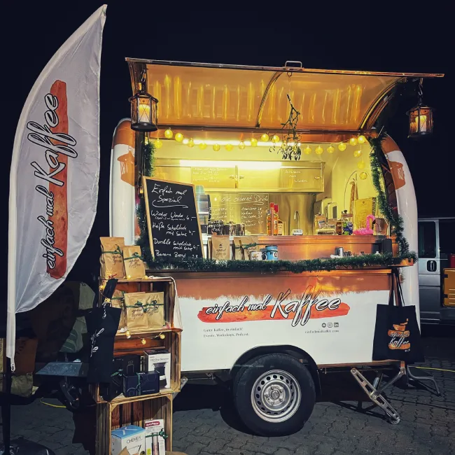 Die mobile Kaffeebar aufgebaut in Rauenthal am Rhein